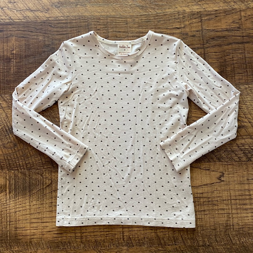 Matilda Jane Homeroom Sack Lunch Polka Dot Tee size 6